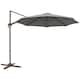 image 1 of Outsunny 3m Cantilever Parasol 360 Rotation Roma Umbrella Hanging Sun Shade with Aluminium Frame, Tilt Crank, 8 Ribs and Cross Base, Dark Grey