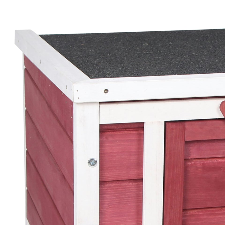 image 1 of PawHut Rabbit Hutch, Bunny Cage Outdoor Wooden House w/ Asphalt Roof, Red