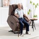 image 2 of HOMCOM Power Lift Recliner Chair with Massage, Linen Overstuffed Lift Chair for Elderly, Electric Recliner Armchair with Footrest, Remote Control and Side Pocket, for Living Room, Dark Brown | Brown | Dark brown