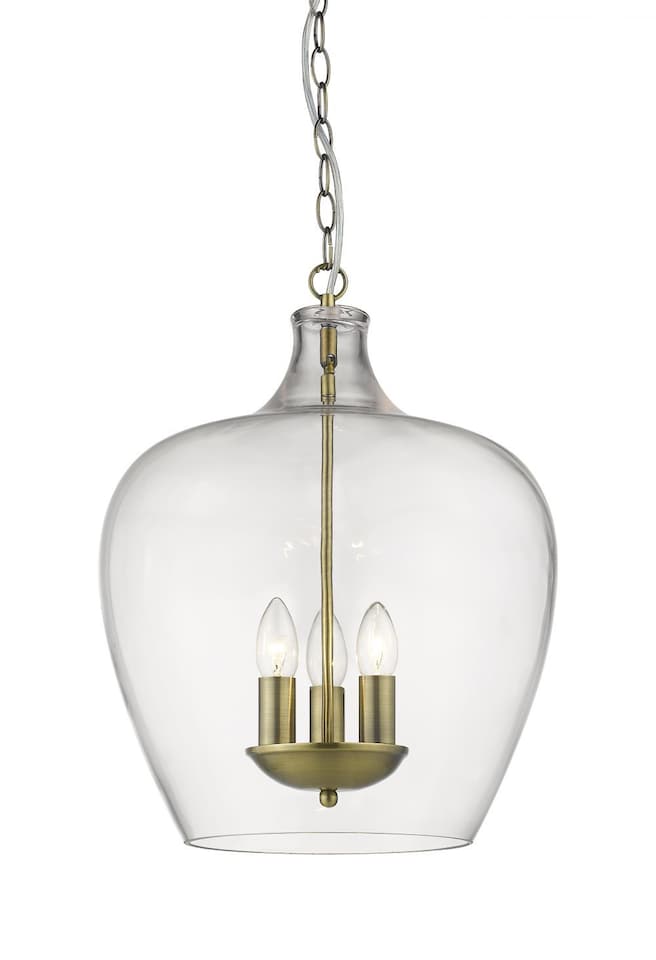 Nell 3 Light Antique Brass Dome Pendant Ceiling Light