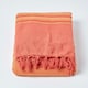image 2 of Homescapes Cotton Morocco Striped Terracotta Throw - 225 x 255 cm | Orange