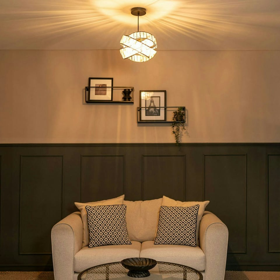 image 1 of ValueLights Hudson Easy Fit Tortoise Shell Acrylic Jewel Twist Ring Ceiling Light Shade - Bulb Included Multi