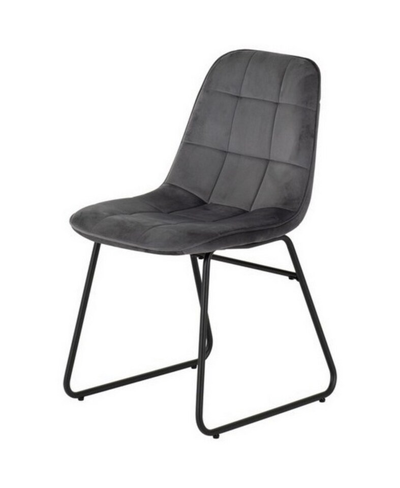 image 1 of Quebec Wave Edge Dining Set with Lukas Chairs - Medium Oak Effect - Black - Grey Velvet | Grey | 5