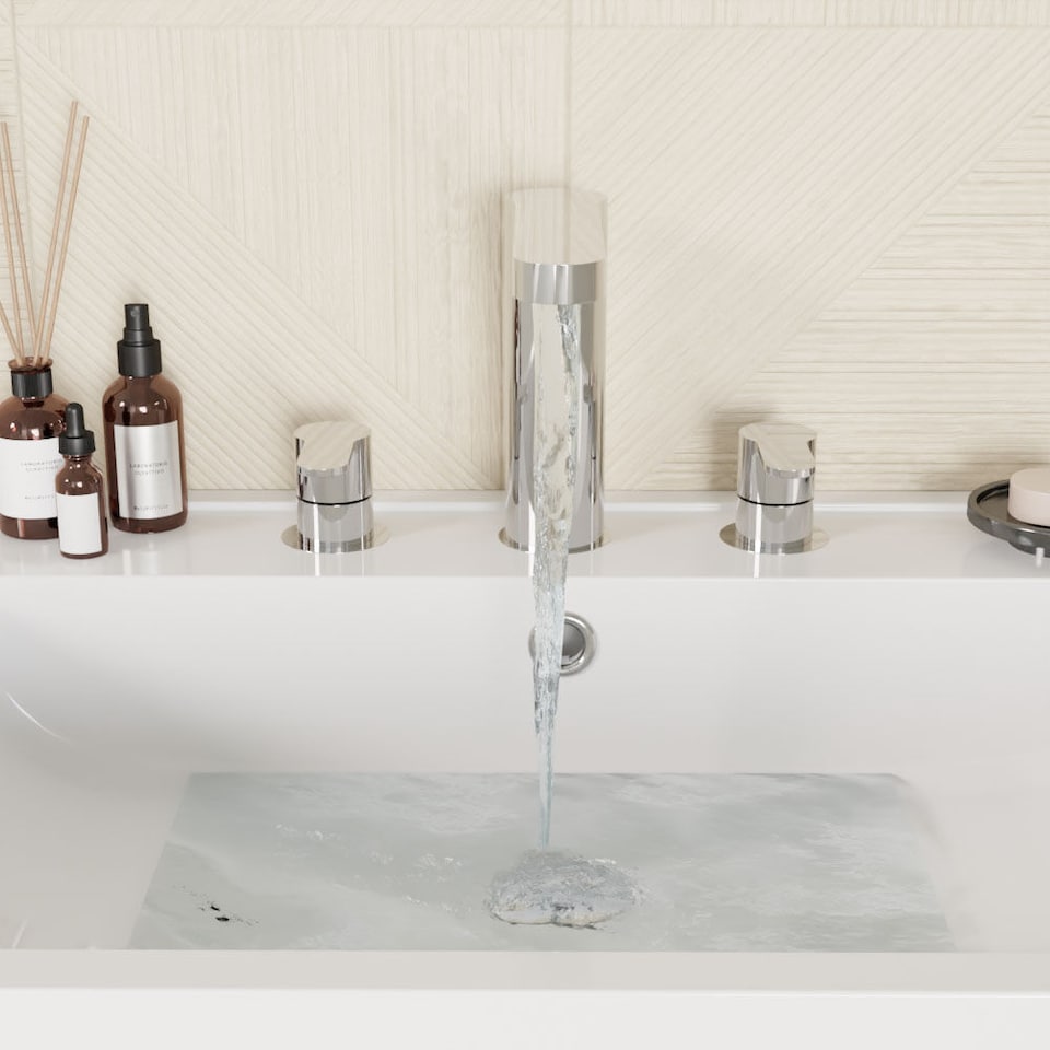 image 1 of Balterley Pride Modern Bathroom Round Deck 3 Tap Hole Basin Mixer Tap & Pop Up Waste