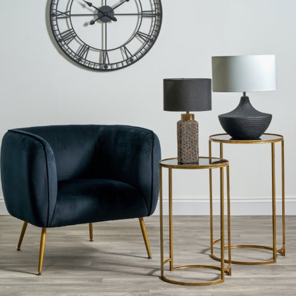 image 1 of Denisa Black & Gold Ceramic Table Lamp Black