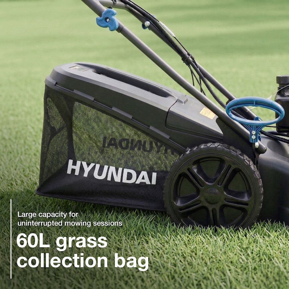image 1 of Hyundai Cordless 20 Inch 51cm Self-Propelled Petrol Lawnmower, Electric Start, 196cc HYM20200SPEX