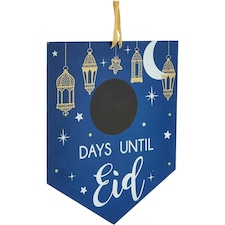 Amscan Countdown Stainless Steel Eid Chalkboard Sign - Blue/Gold/White - One Size