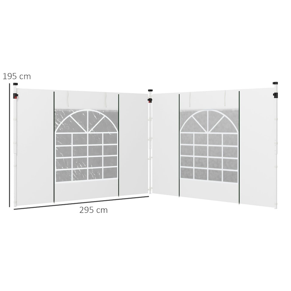 image 1 of Outsunny 3x3(m) or 3x6m Pop Up Gazebo Side Panels Replacement, 2 Pack, White