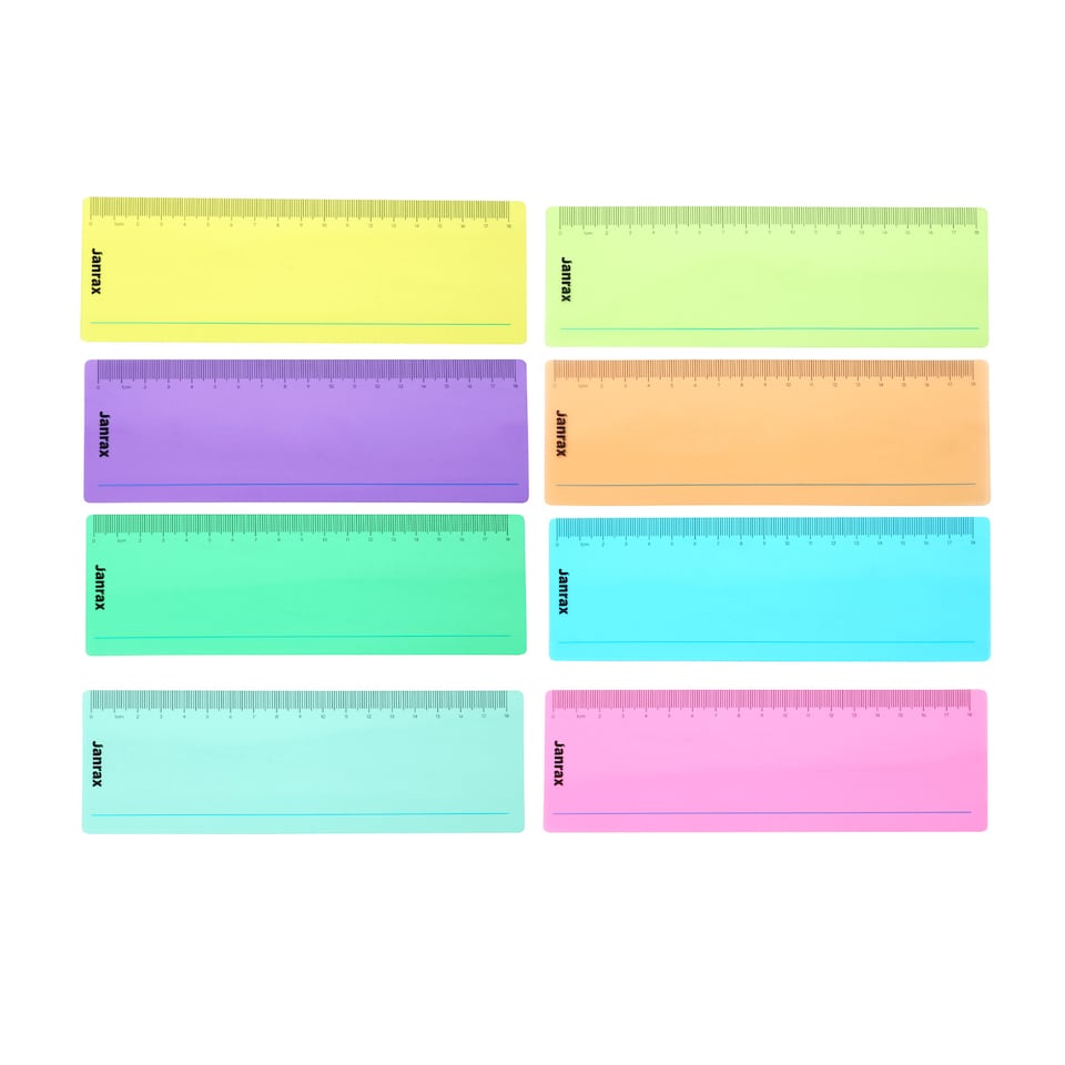 image 1 of Pack of 8 Assorted Coloured 191x70mm Dyslexia Overlay Reading Rulers  - PET Material, Rounded Corners | Multi | Assorted