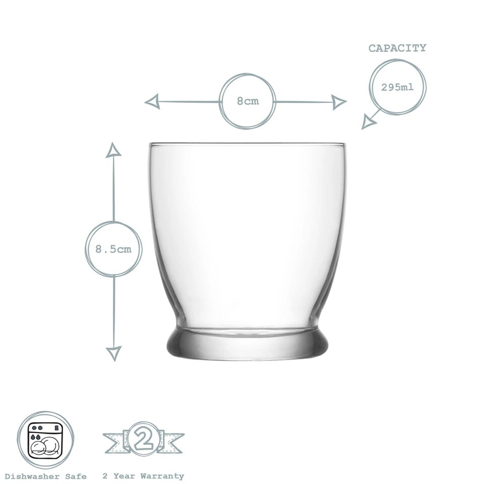 image 1 of LAV Roma Whisky Glasses - 295ml - Clear - Pack of 6 Clear