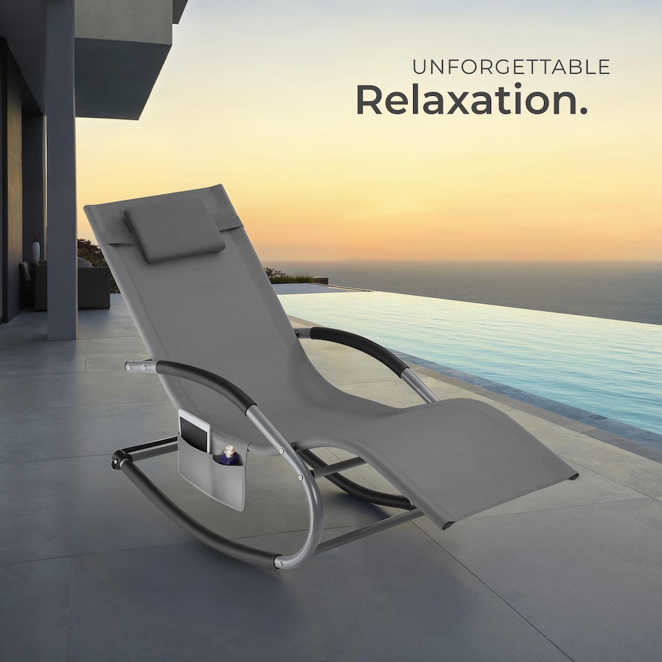 image 1 of Sun Lounger Taya with a Modern Design, Rocking Function and Breathable Surface | Grey | grey | 1