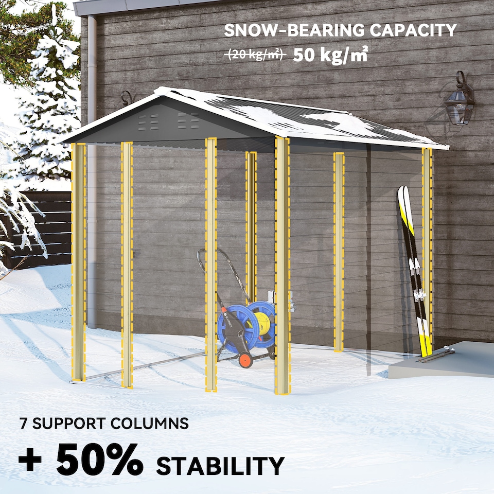 image 1 of Outsunny 9 x 6FT Metal Garden Shed, Tool Storage with Lockable Door, Window, Galvanised Outdoor Storage Shed for Garden, Patio, Dark Grey