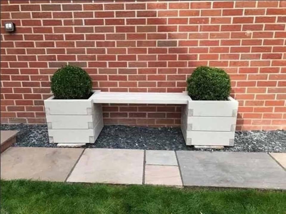 image 1 of Suffolk Double Planter Bench - Wood - L180 x W40 x H40 cm | Brown
