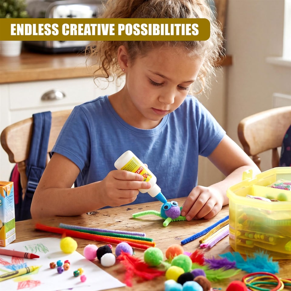 image 1 of The Magic Toy Shop 200 Piece Arts and Crafts Kit Yellow Carry Case Supplies Set