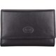 image 3 of London Leathergoods Womens Tri Fold Money Holder Magnetic Flap Purse Wallet | Black | Black