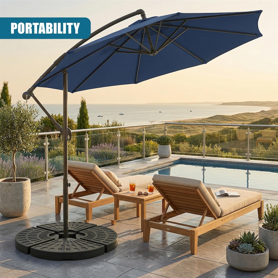 image 1 of GEEZY Round Parasol Base Set of 4 Heavy Duty Weights for Cantilever Umbrella Stands Patio