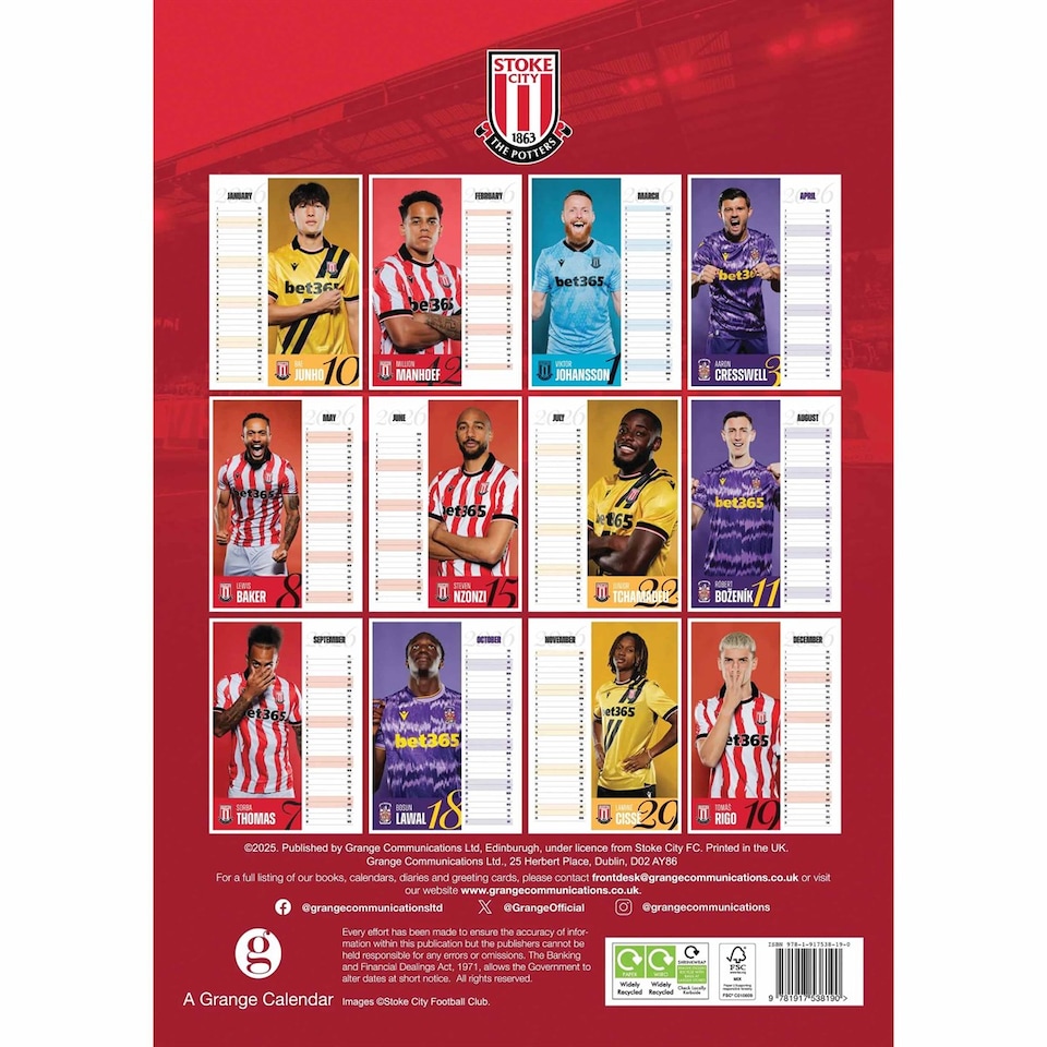 image 1 of STOKE CITY FC 2026 A3 CALENDAR