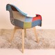 image 7 of Patchwork Halo Dining Set Includes a Black Dining Table & Set of 4 Fabric Chairs | Multi | Multicolor