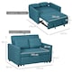 image 3 of HOMCOM 2 Seater Sofa Bed, 120 cm Convertible Bed Settee, Modern Fabric Loveseat Sofa Couch with 2 Cushions, Side Pockets for Living Room, Guest Room, Blue