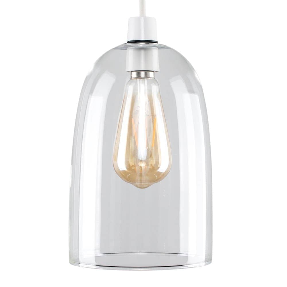 ValueLights Kira Clear Dome Shaped Glass Ceiling Pendant Light Shade Silver