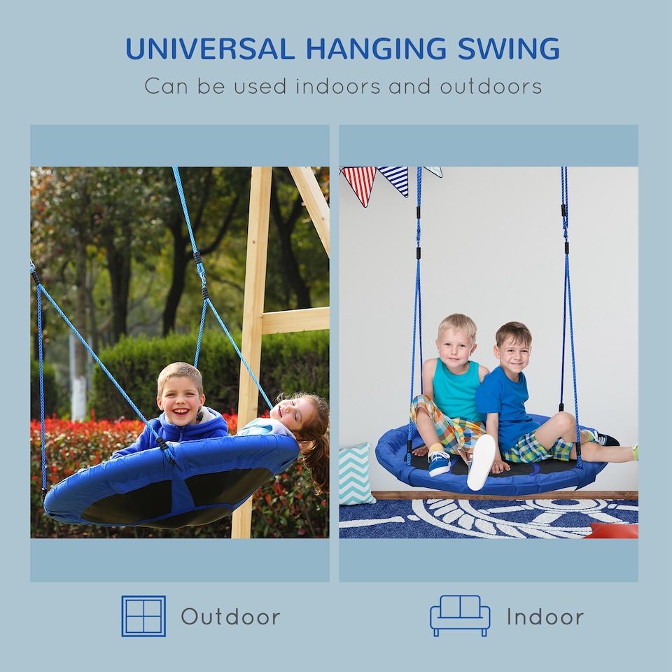 image 1 of HOMCOM Round Nest Seat Swing Kids Game Spin Rope Playground Steel Playroom
