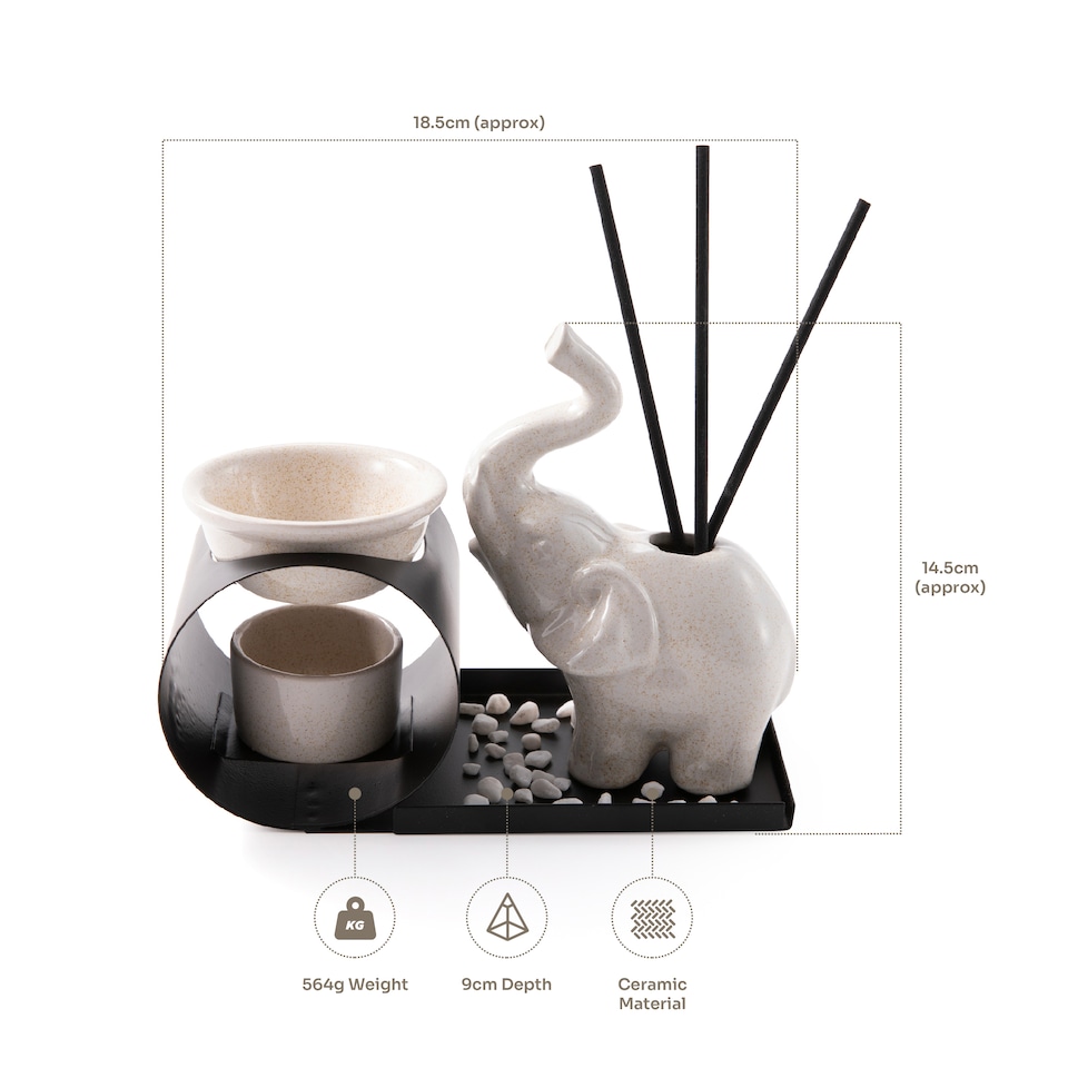 image 1 of Myga Oil Burner & Incense Holder - Elephant