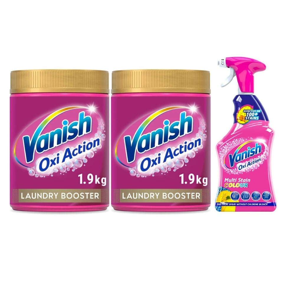 image 1 of Vanish Oxi Action Laundry Booster Stain Remover Powder and Colour Spray Bundle