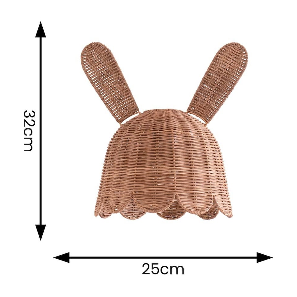 image 1 of ValueLights Bella Rattan Bunny Ceiling Pendant Lamp Shade | Brown