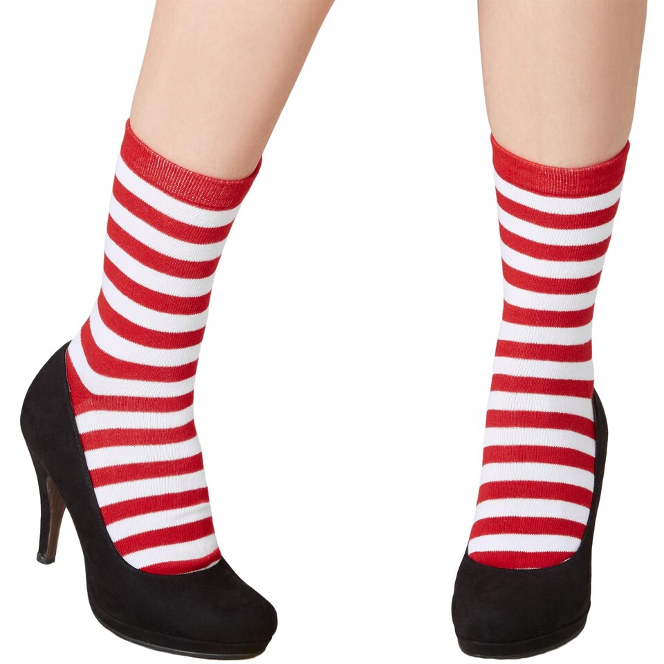 image 1 of Striped Christmas socks white-red | Red | red/white | 47-50 | 1