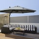 image 2 of Outsunny 3m Patio Offset Parasol Roma Umbrella Cantilever Hanging Sun Shade Canopy Shelter Tilt 360 Rotation with Aluminium Frame Hand Crank Cross Base, Dark Grey
