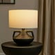 image 2 of ValueLights Zoe Linen Drum Lamp Shade Matte Black Ceramic Vase Table Lamp Black