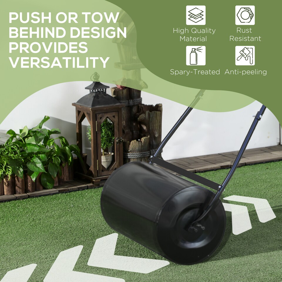 image 1 of DURHAND Garden Lawn Roller 38L Steel Push Grass Mower Water Sand Filled