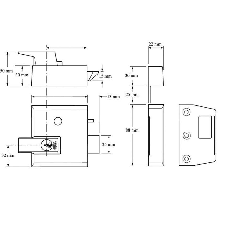 image 1 of Yale Locks P1 Double Security Nightlatch | Multi | Multi Colour | DMG PB Cylinder 60mm Backset Visi | 1