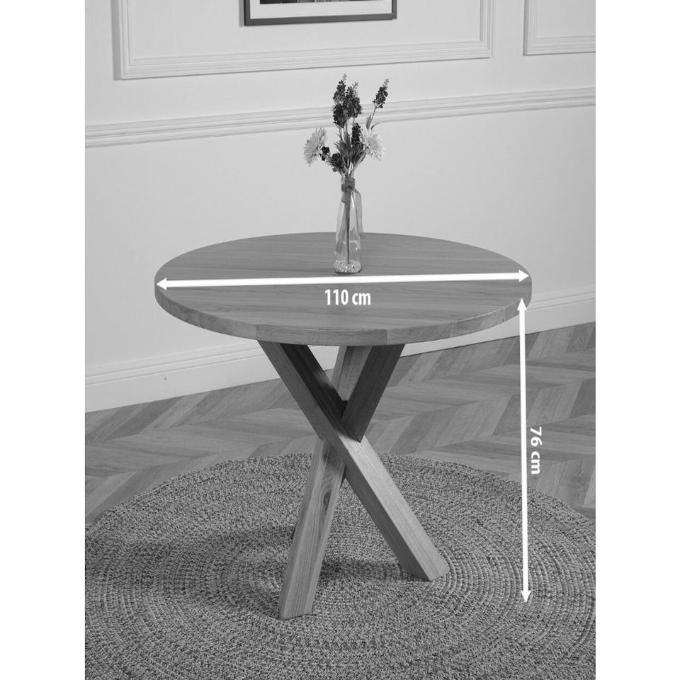 image 1 of Oregon Round Oak Dining Table and 4 Princeton Chairs | Brown | Brown | 1