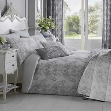 Homescapes Grey French Toile Patterned Duvet Cover Set - King | Grey | King