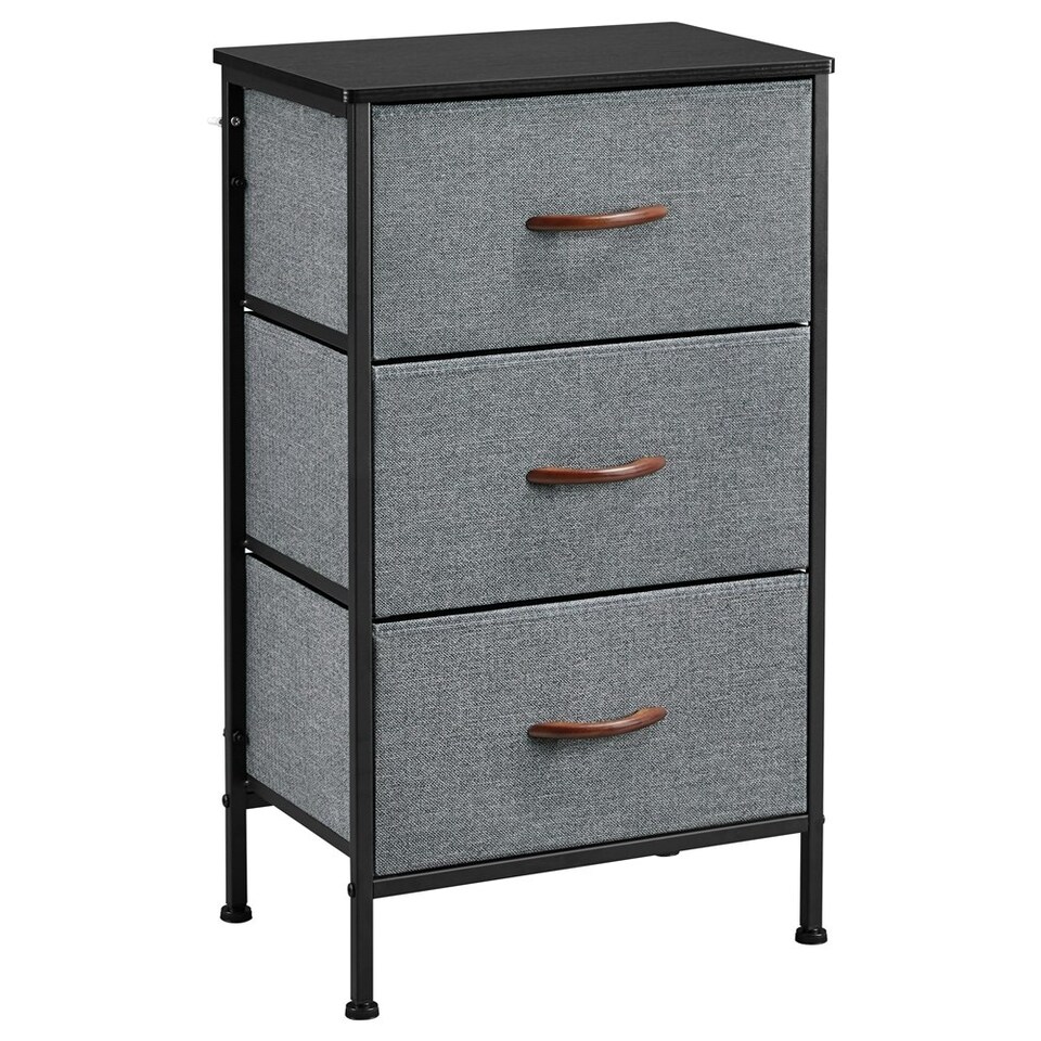 image 1 of Yaheetech Lightweight Fabric Storage Tower with 3 Drawers Grey | Dark Grey