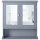 image 1 of Yaheetech Wooden Wall-Mount Cabinet with Double Mirror Doors Grey