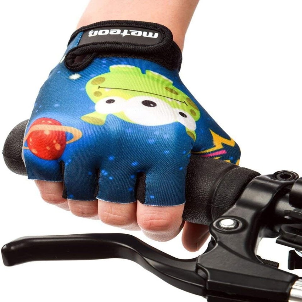 image 1 of Meteor Kids Bike Gloves – Breathable, Non-Slip, Padded for Comfort & Safety Blue | Cosmic | JR S