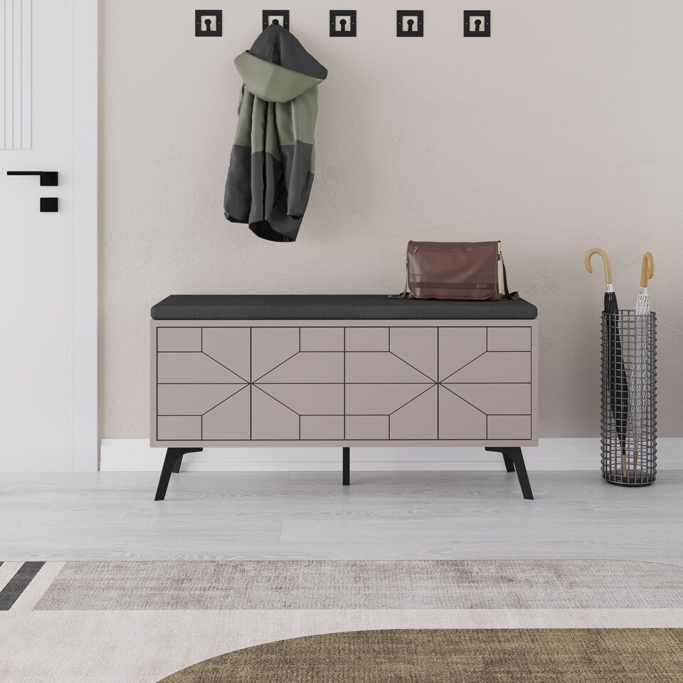 image 1 of Decortie Dune Shoe Storage Bench 107x35x55cm Mocha Grey