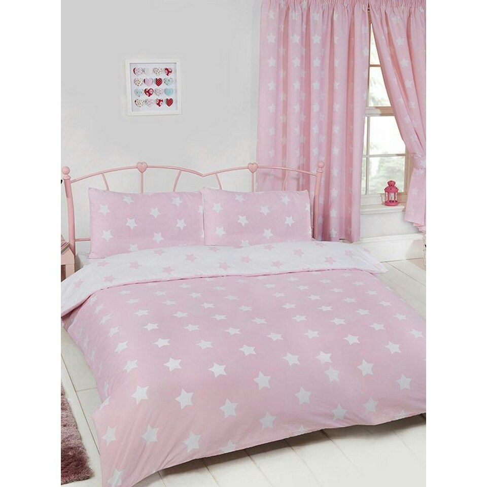 image 1 of Bedding & Beyond Stars Fitted Bed Sheet Set - Pink/White - Double Pink | Double