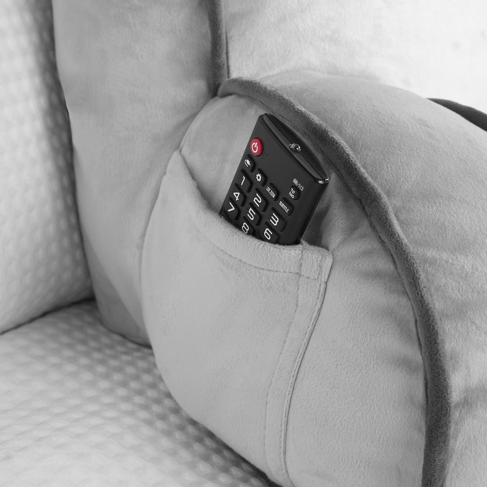 image 1 of OHS Piped Edge Reading Pillow with Head Rest Back Support Bed Sofa | Grey