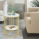 image 2 of 2 Tier Marble Coffee Table Gold Gold