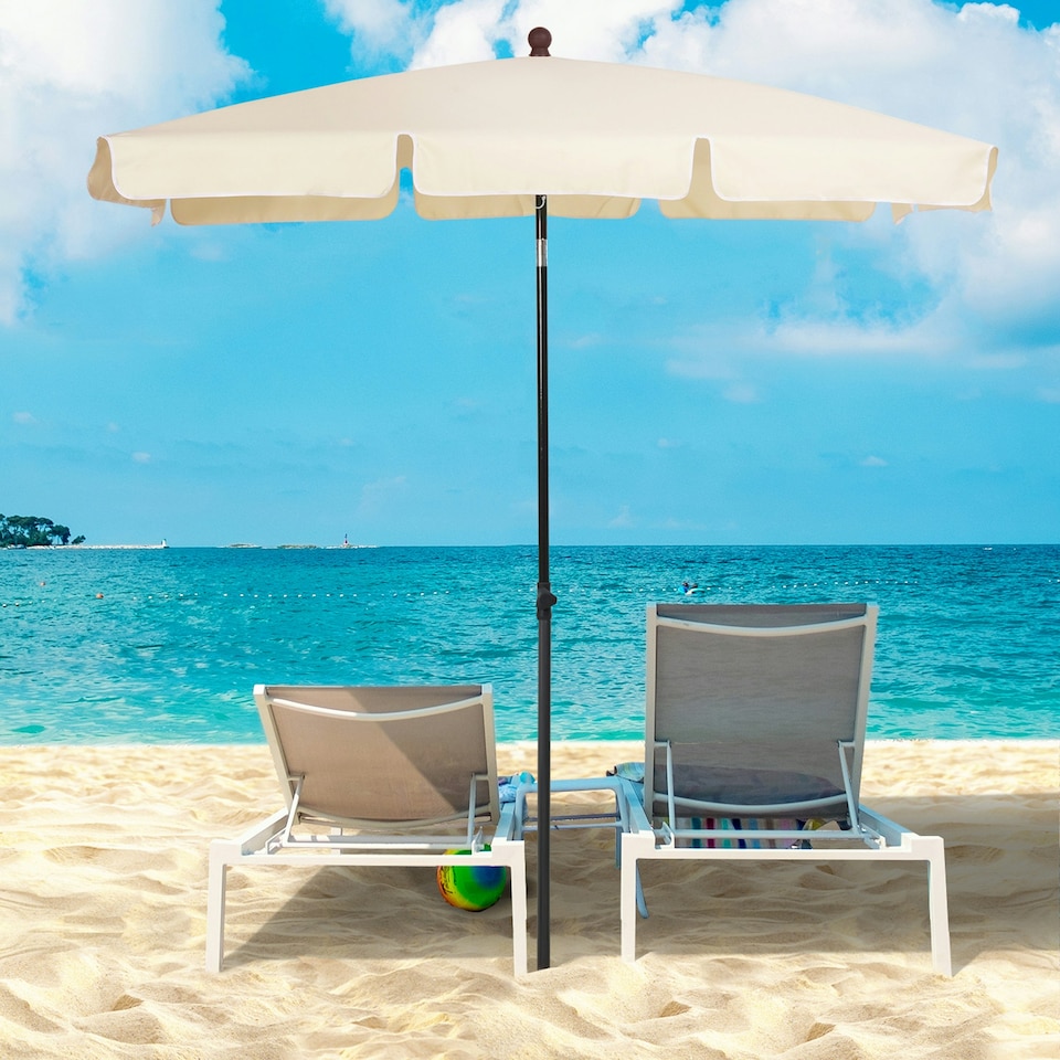 image 1 of Outsunny Aluminium Sun Umbrella Parasol Patio Rectangular 2M x 1.3M Beige