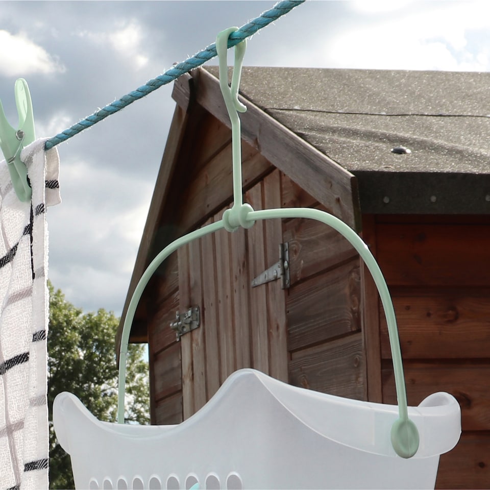 image 1 of JVL Peg Basket with 72 Plastic Dolly Clothes Pegs, Assorted Colours