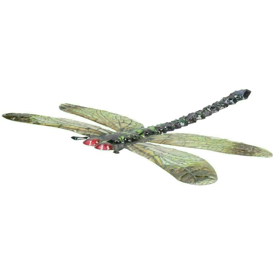 image 1 of Green Metal Dragonfly Garden/Home Wall Art Ornament 35x28cm Inddor/Outdoor