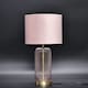 image 6 of Set of 2 Walpole - Blush Glass and Antique Brass 49cm Table Lamps with Pink Velvet Shade | Yellow | Pink | Large | 2