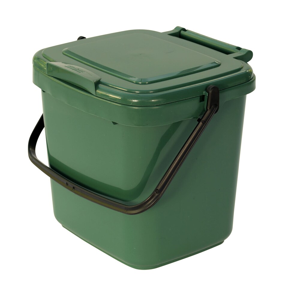 image 1 of Green Kitchen Compost Caddy - for Food Waste Recycling (7 Litre) - 7L Plastic Composting Bin