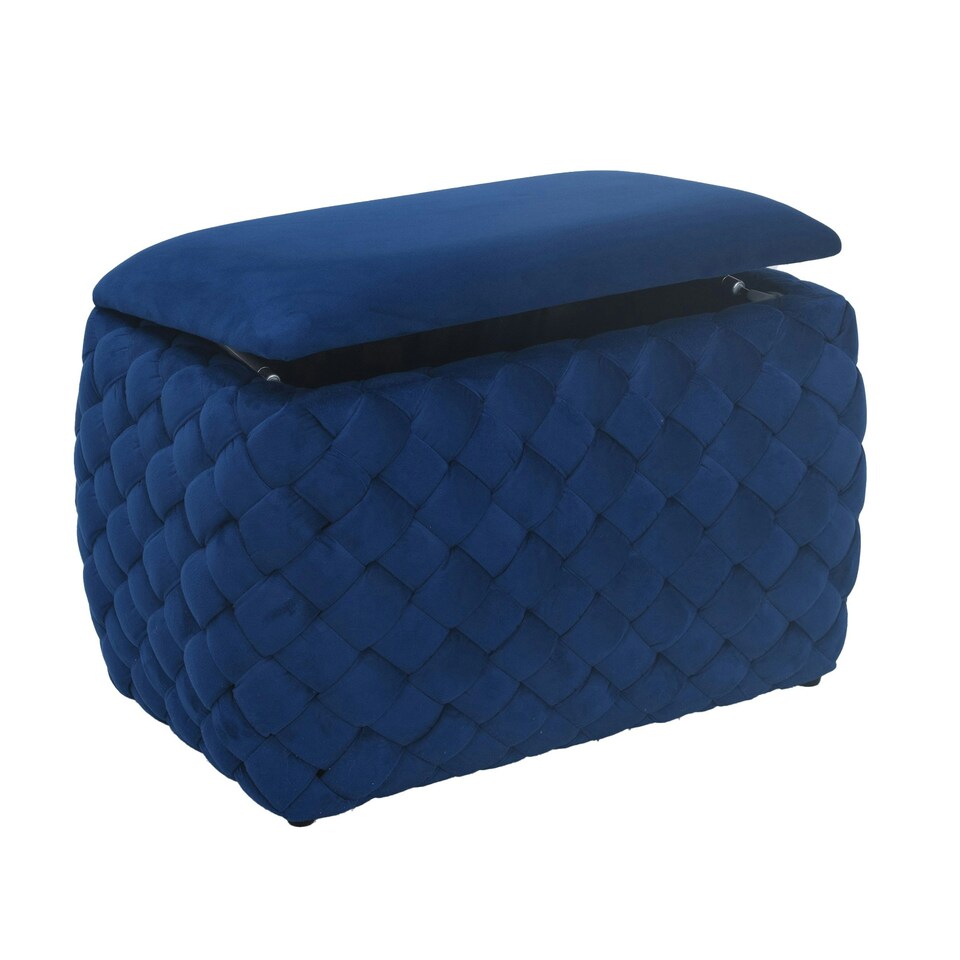 image 1 of Plumeo Velvet Storage Ottoman - Dark Blue
