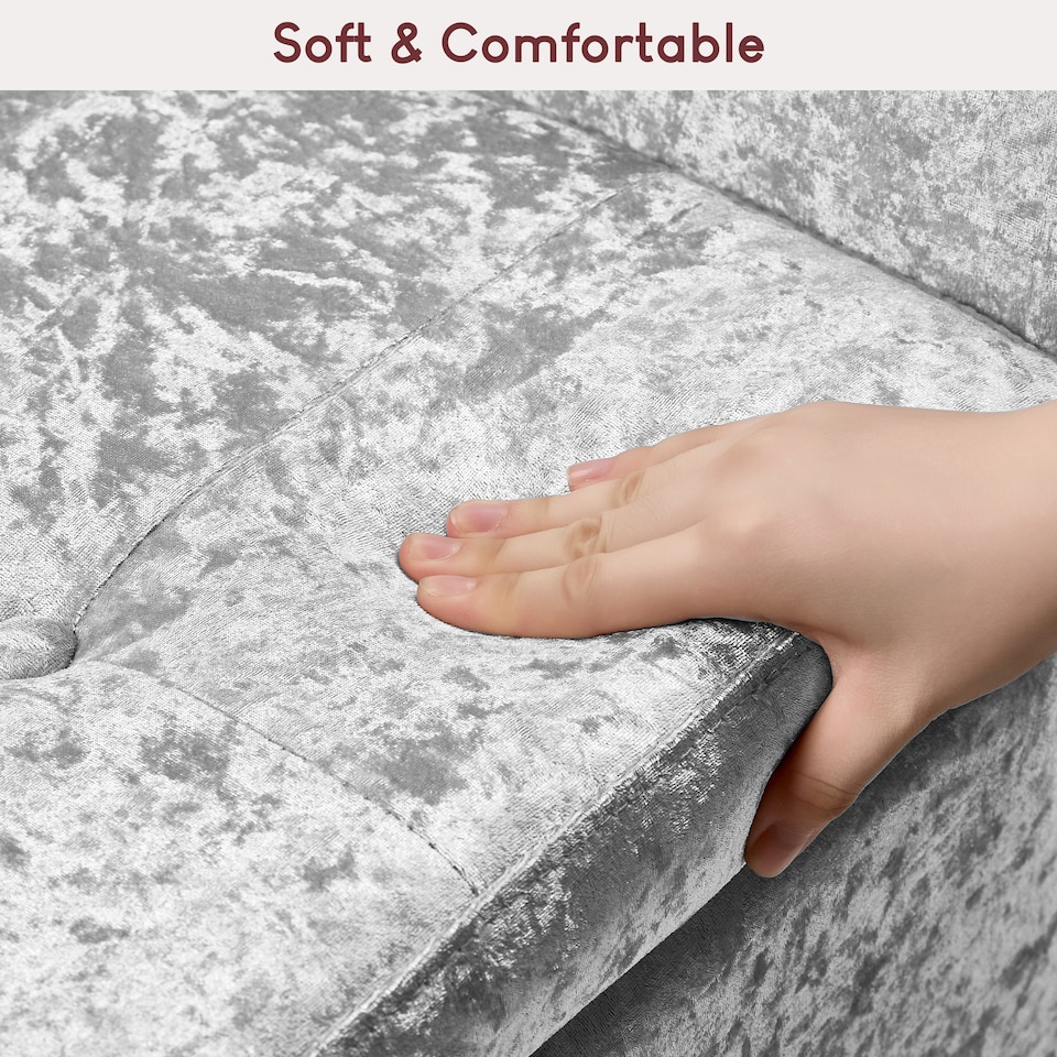 image 1 of Vida Designs Seville Storage Ottoman Bedroom Hallway Chest Bench, Crushed Velvet Silver | Silver | Silver