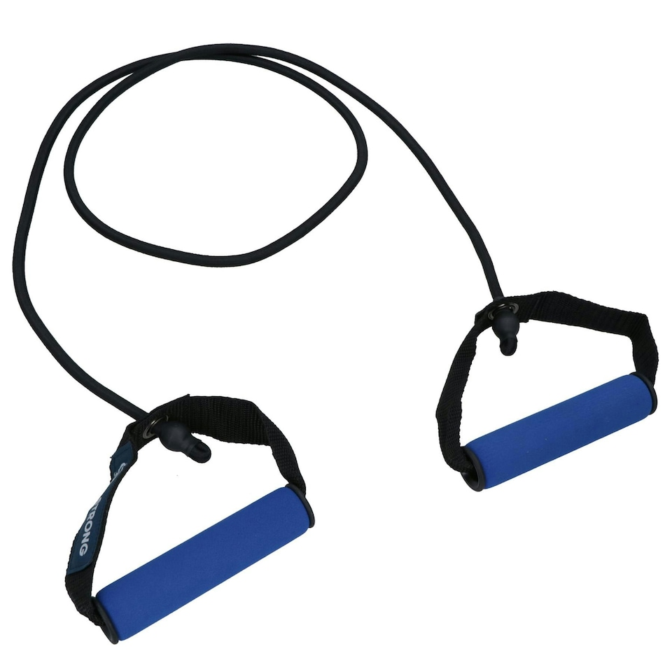 image 1 of Strong Resistance Tube Bands with Handles Yoga Gym Workout Fitness Exercise